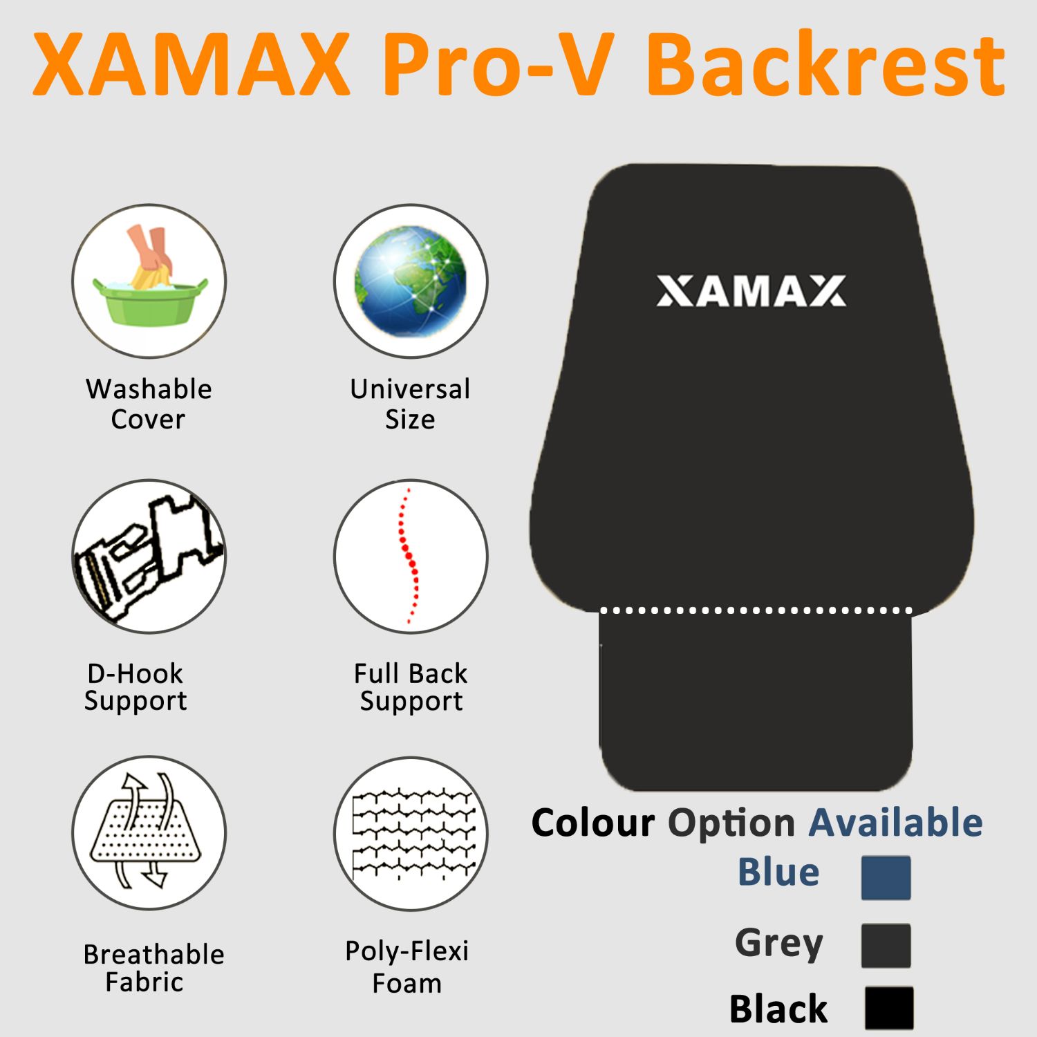 Xamax Pro V Backrest With Extra Seating Cushion (Black)